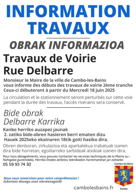 Information Travaux Delbarre